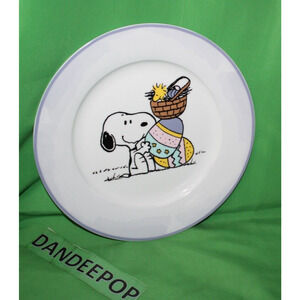 Peanuts Snoopy Dog Woodstock With Easter Egg Basket Ceramic Dinner Plate
